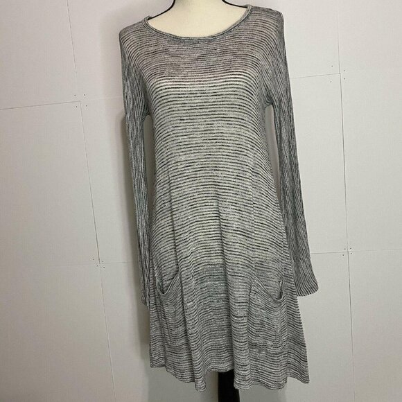 BB Dakota Womens Sz Small Dress Gray Striped Tunic Long Sleeve - Picture 1 of 6